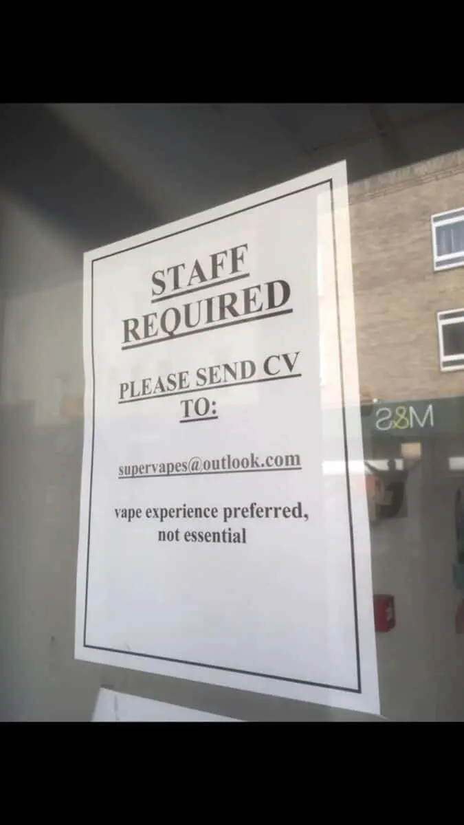 STAFF REQUIRED PLEASE SEND CV TO: