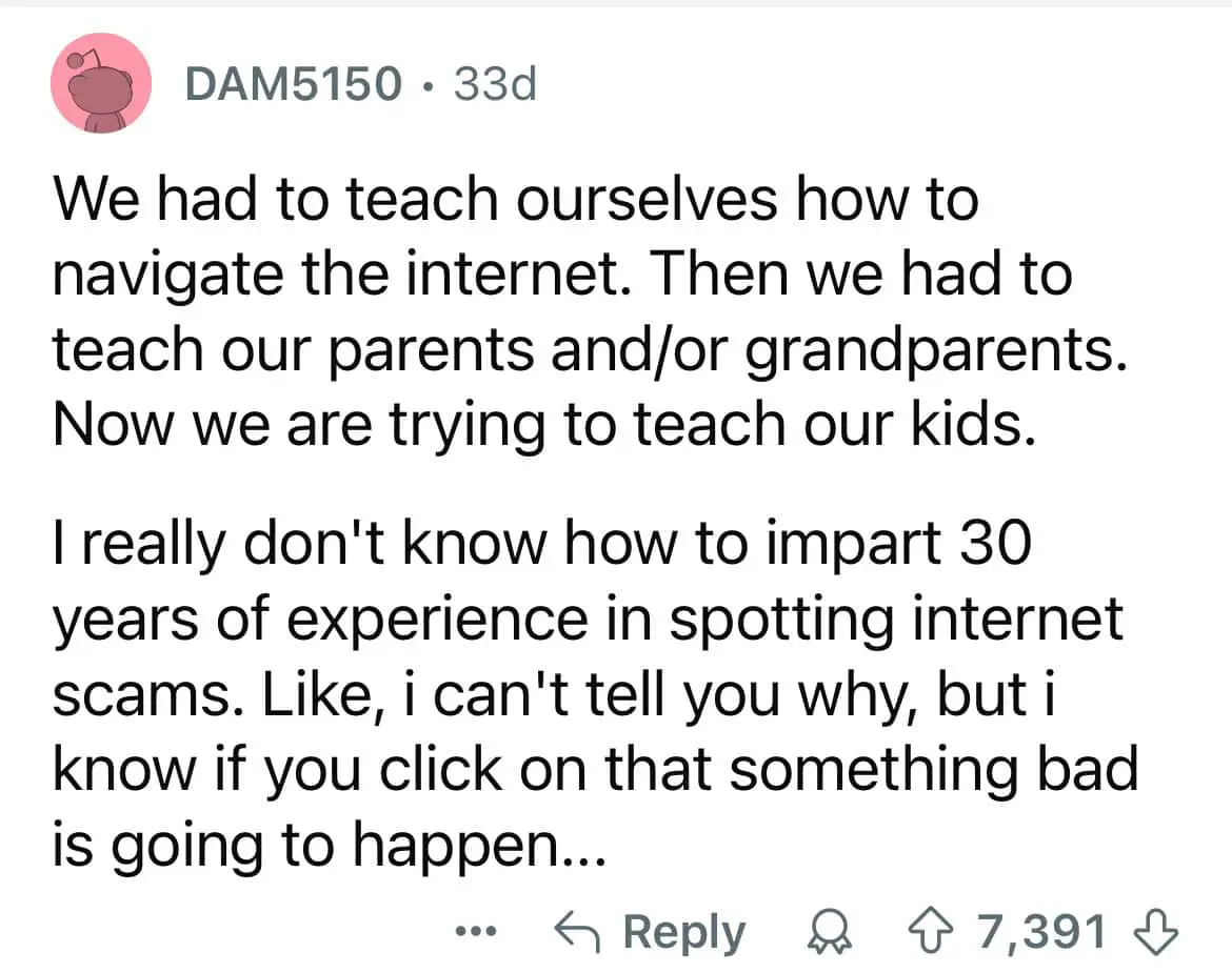 Millennial experience about teaching parents internet safety vs current scams