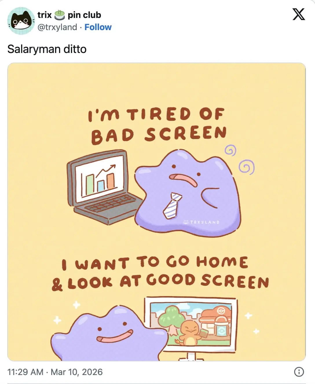 dramatic gameplay screenshot features a character staring stoically at the camera while a grass-thatched hut burns to the ground behind them, ironically labeled as "Game of the year" in this Pokemon Pokopia meme.