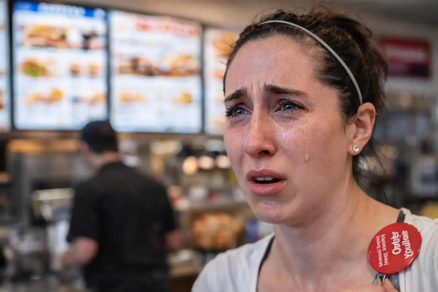 A fast food memes collage featuring Wendy's savage Twitter reply to McDonald's about using frozen beef, the iconic "Arthur’s Fist" representing the rage of a small Chipotle chicken scoop, and a woman in tears because the restaurant ran out of guacamole.