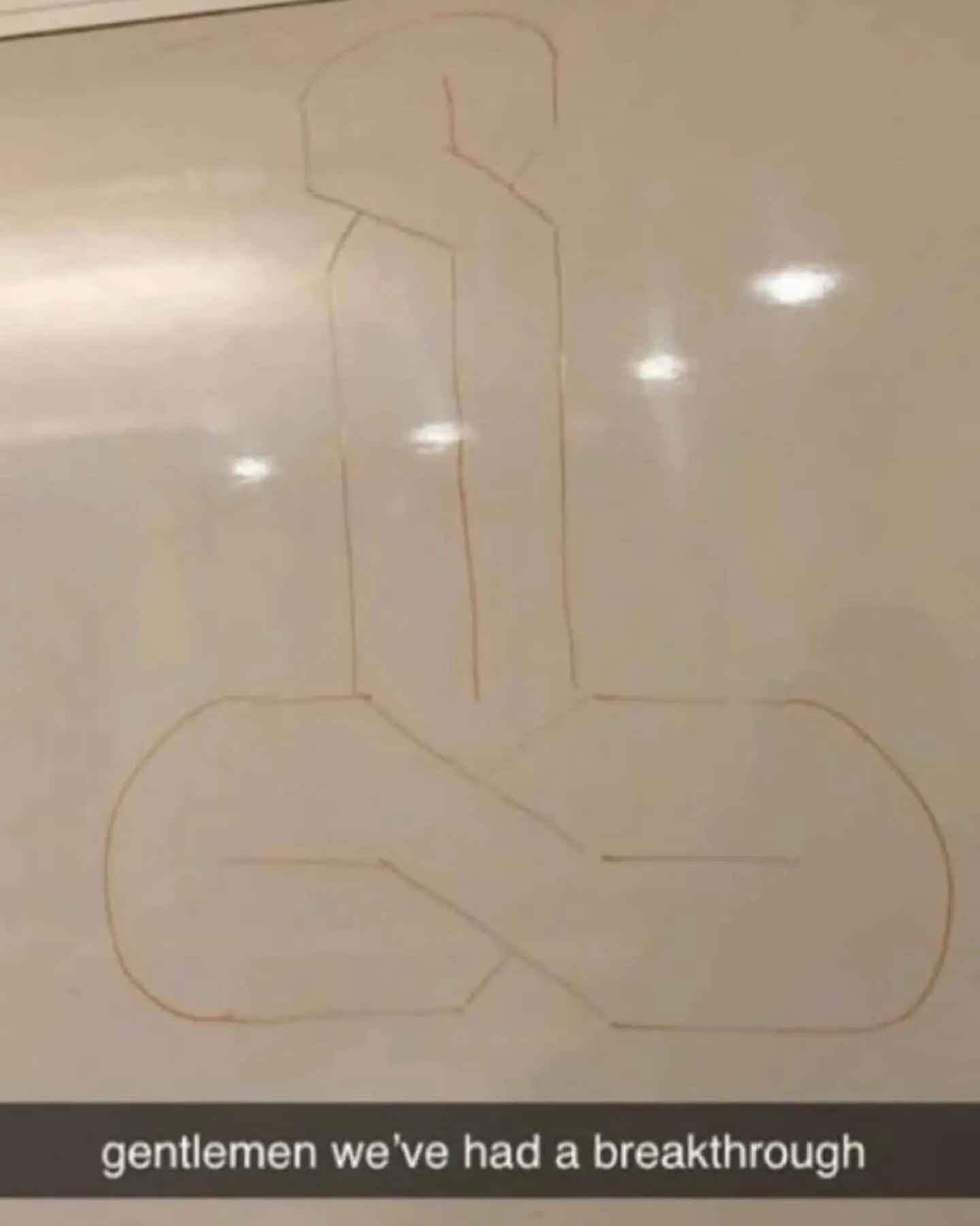 A "breakthrough" meme dump whiteboard drawing that evolves the classic schoolyard "Cool S" into a complex, interlocking phallic shape.