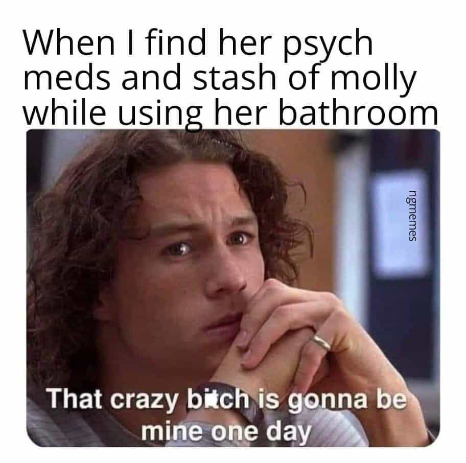 When I find her psych meds and stash of molly while using her bathroom ngmemes That crazy bitch is gonna be mine one day