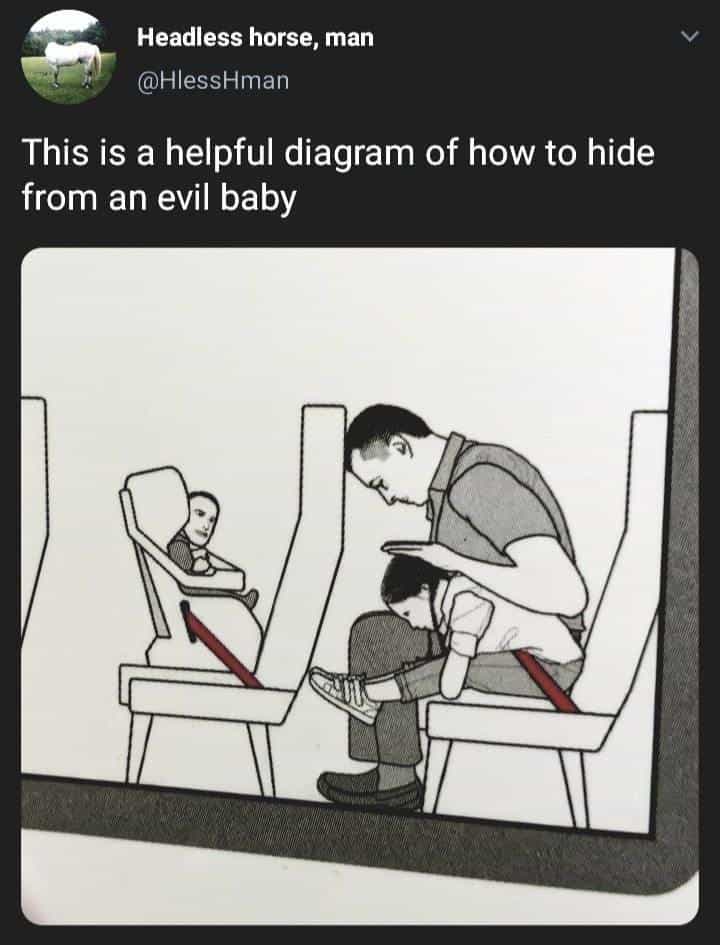 This is a helpful diagram of how to hide from an evil baby