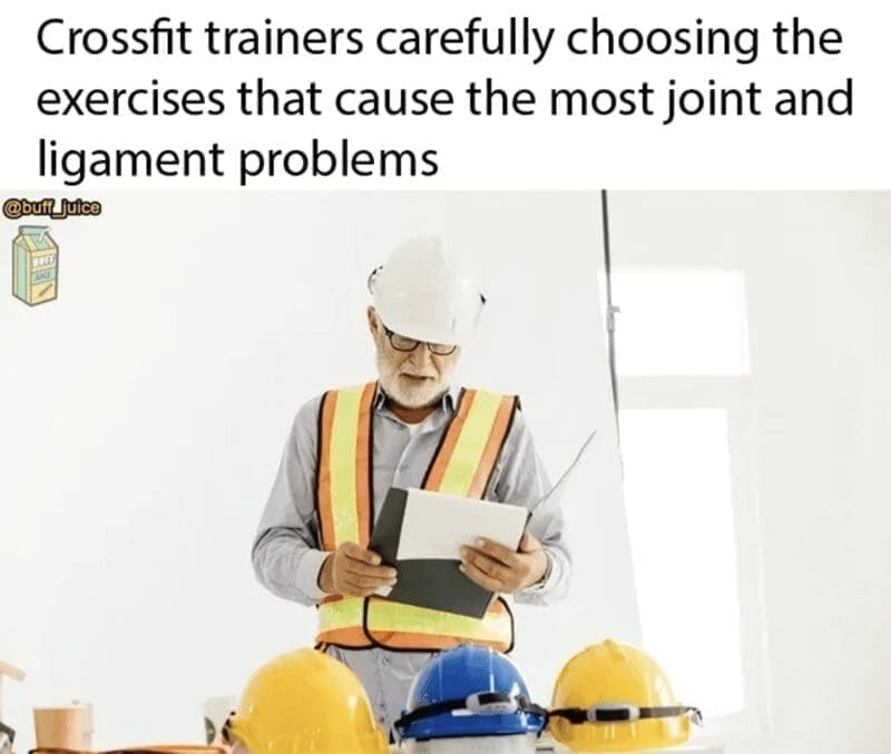 Crossfit trainers carefully choosing the exercises that cause the most joint and ligament problems
