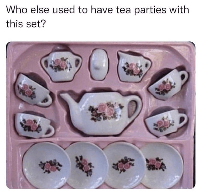 90s toy memes Who else used to have tea parties with this set?