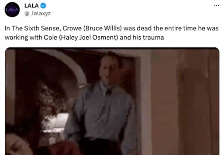 In The Sixth Sense, Crowe (Bruce Willis) was dead the entire