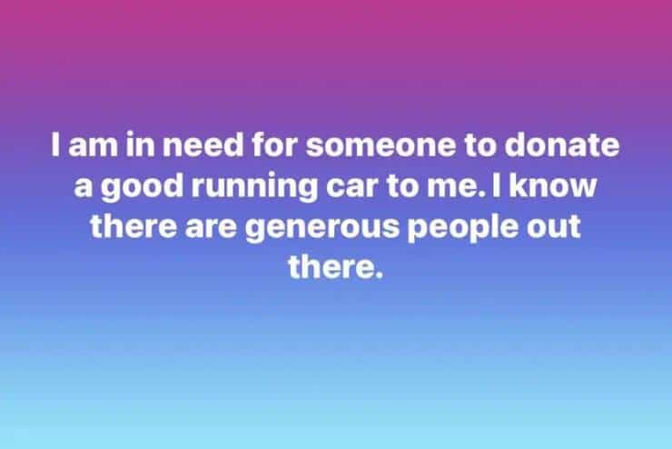 entitled people I am in need for someone to donate a good running car to me. I know there are generous people out there.