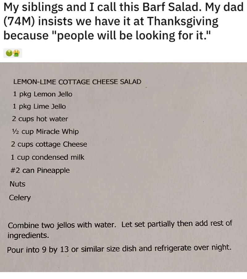 bad thanksgiving food
