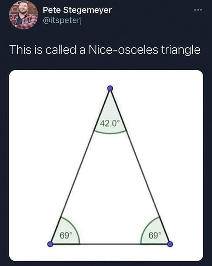 funny pictures This is called a Nice-osceles triangle