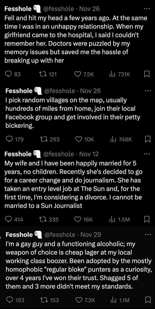 Anonymous Confessions Fell and hit my head a few years ago. At the same time I was in an unhappy relationship. When my girlfriend came to the hospital, I said I couldn't remember her. Doctors were puzzled by my memory issues but saved me the hassle of breaking up with her