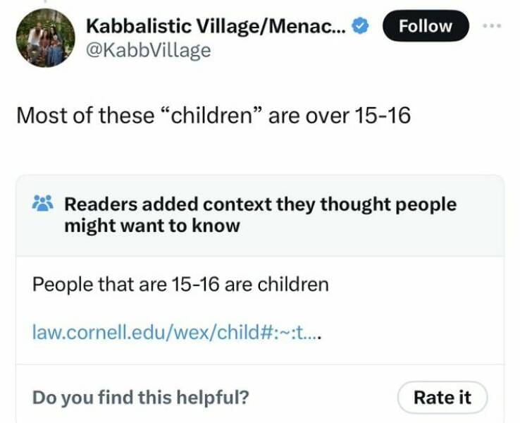 Fact Checker Memes Most of these "children" are over 15-16 Follow Readers added context they thought people might want to know People that are 15-16 are children