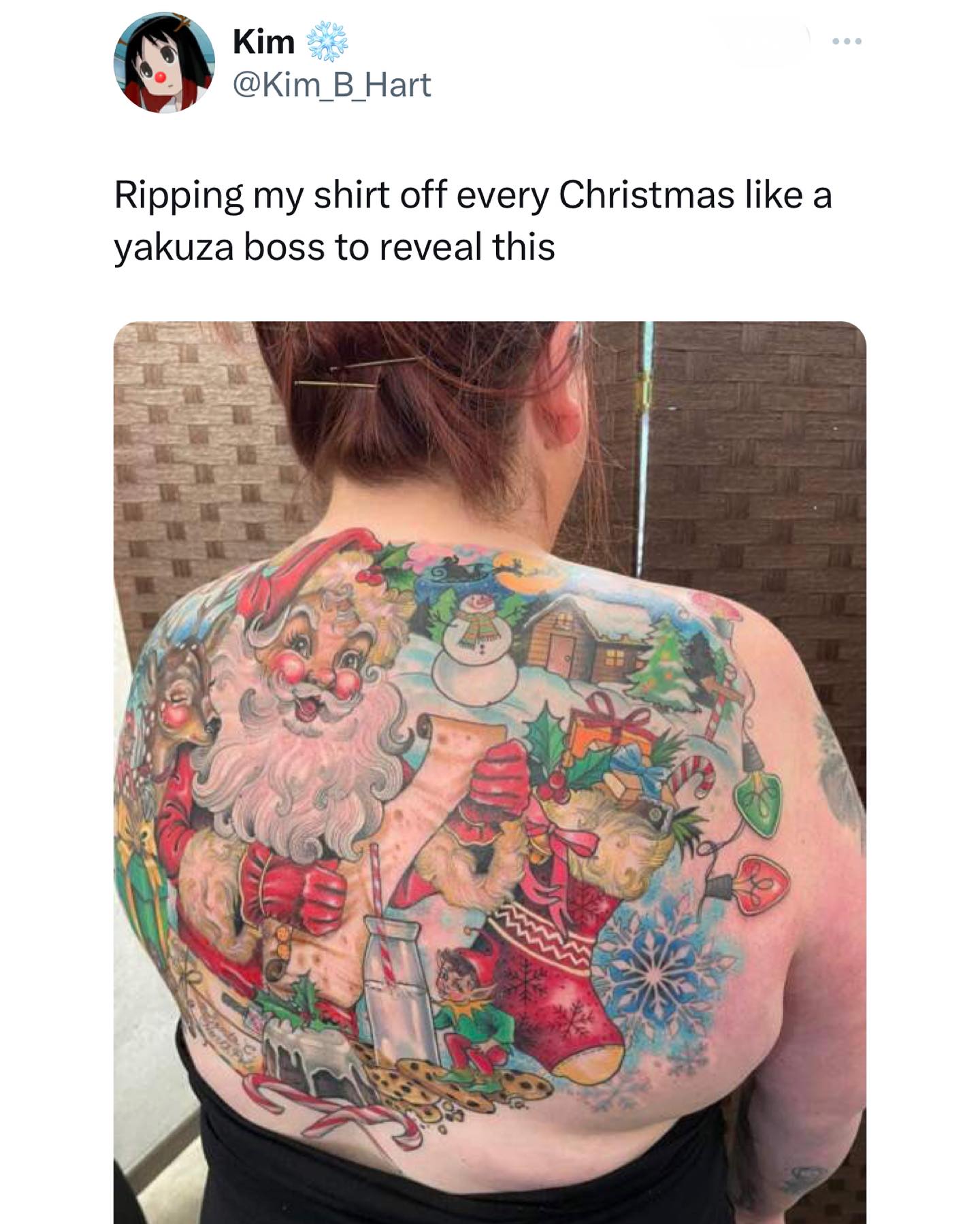 funny memes Ripping my shirt off every Christmas like a yakuza boss to reveal this