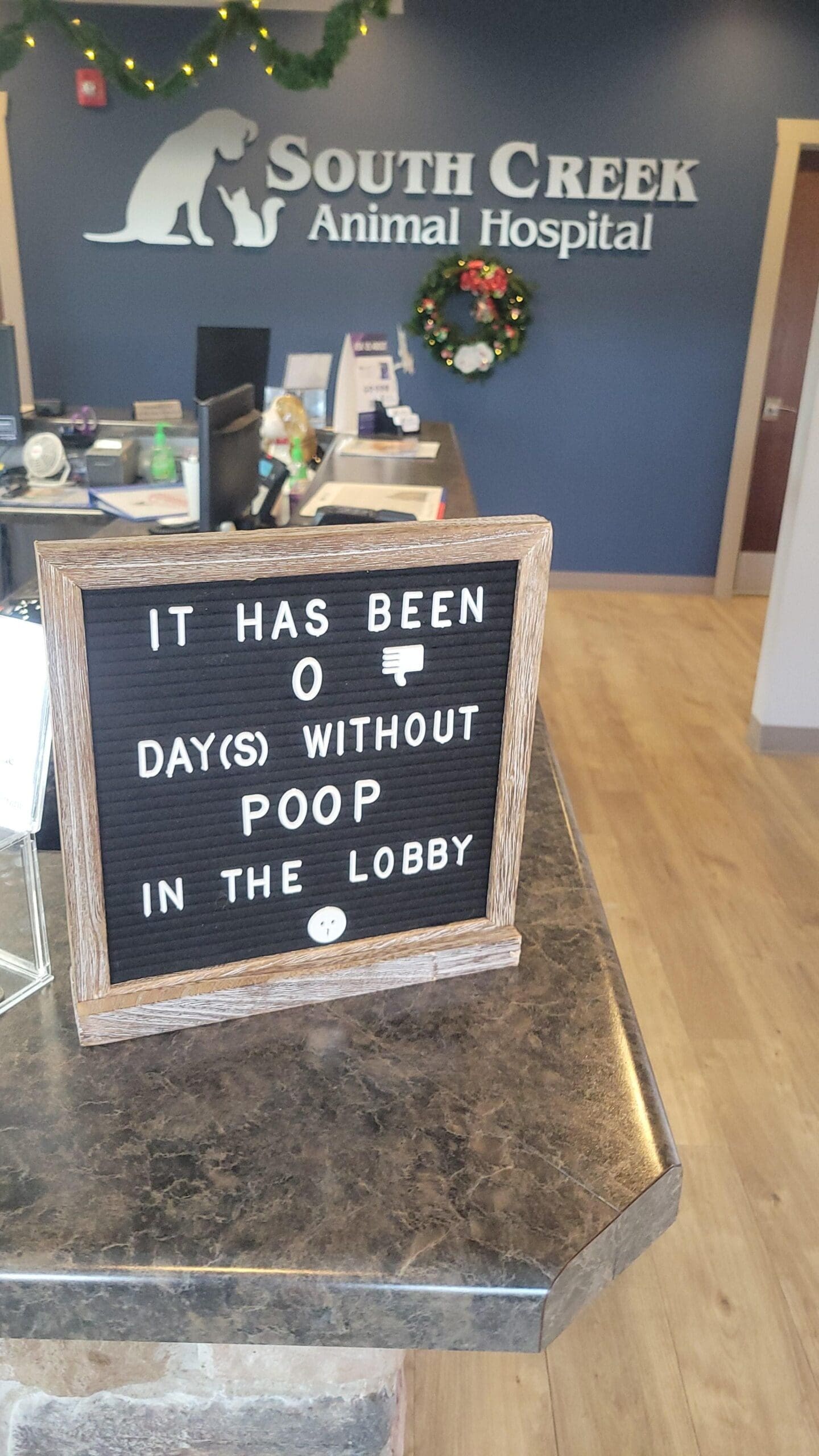 funny memes SOUTH CREEK Animal Hospital IT HAS BEEN DAY (S) WITHOUT POOP IN THE LOBBY