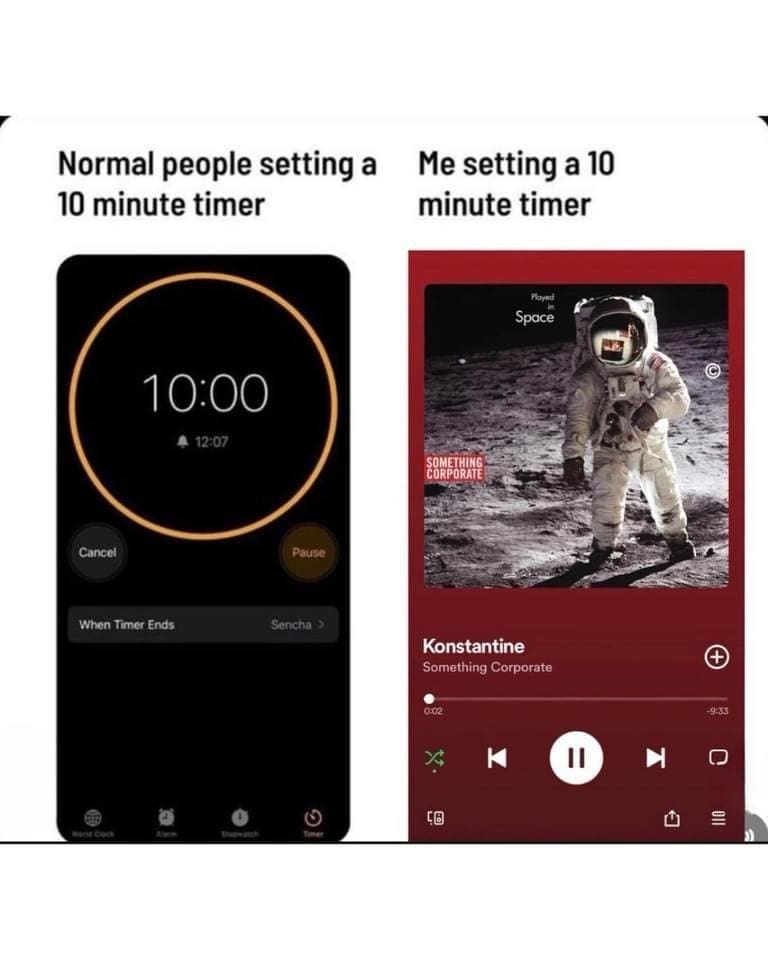 Emo memes Normal people setting a 10 minute timer Me setting a 10 minute timer