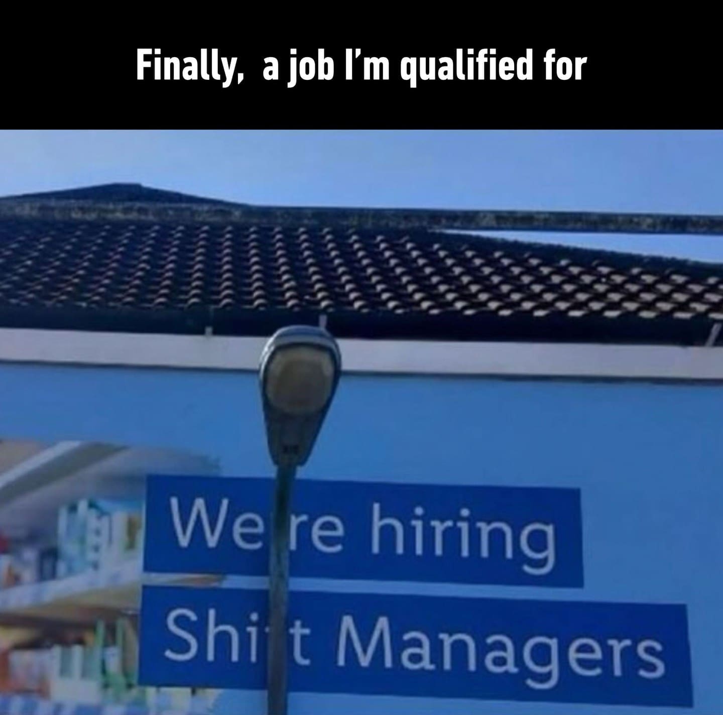 funny memes Finally, a job I'm qualified for We re hiring Shi Managers