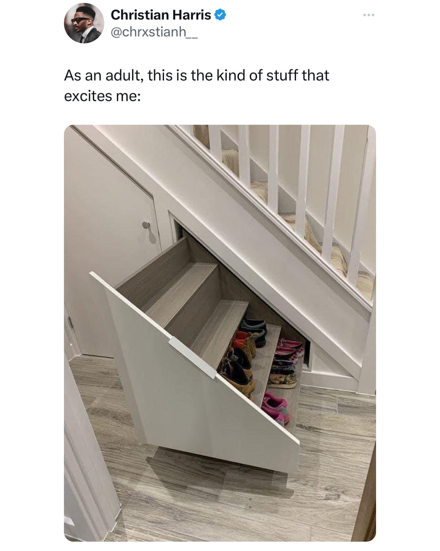 funny memes As an adult, this is the kind of stuff that excites me: shoe drawer under stairs