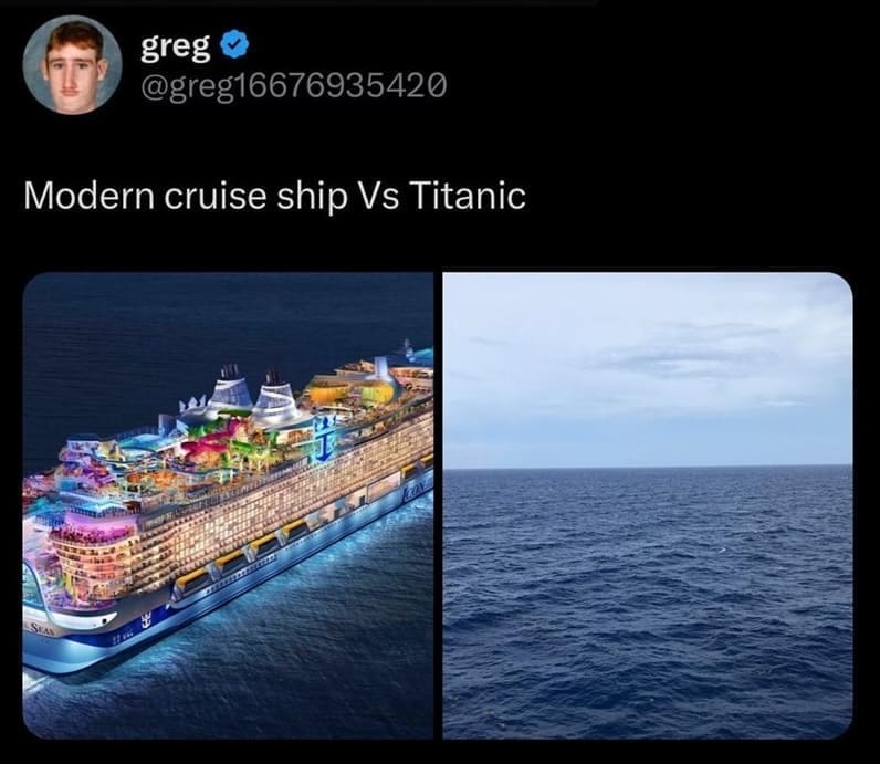 funny memes Modern cruise ship Vs Titanic