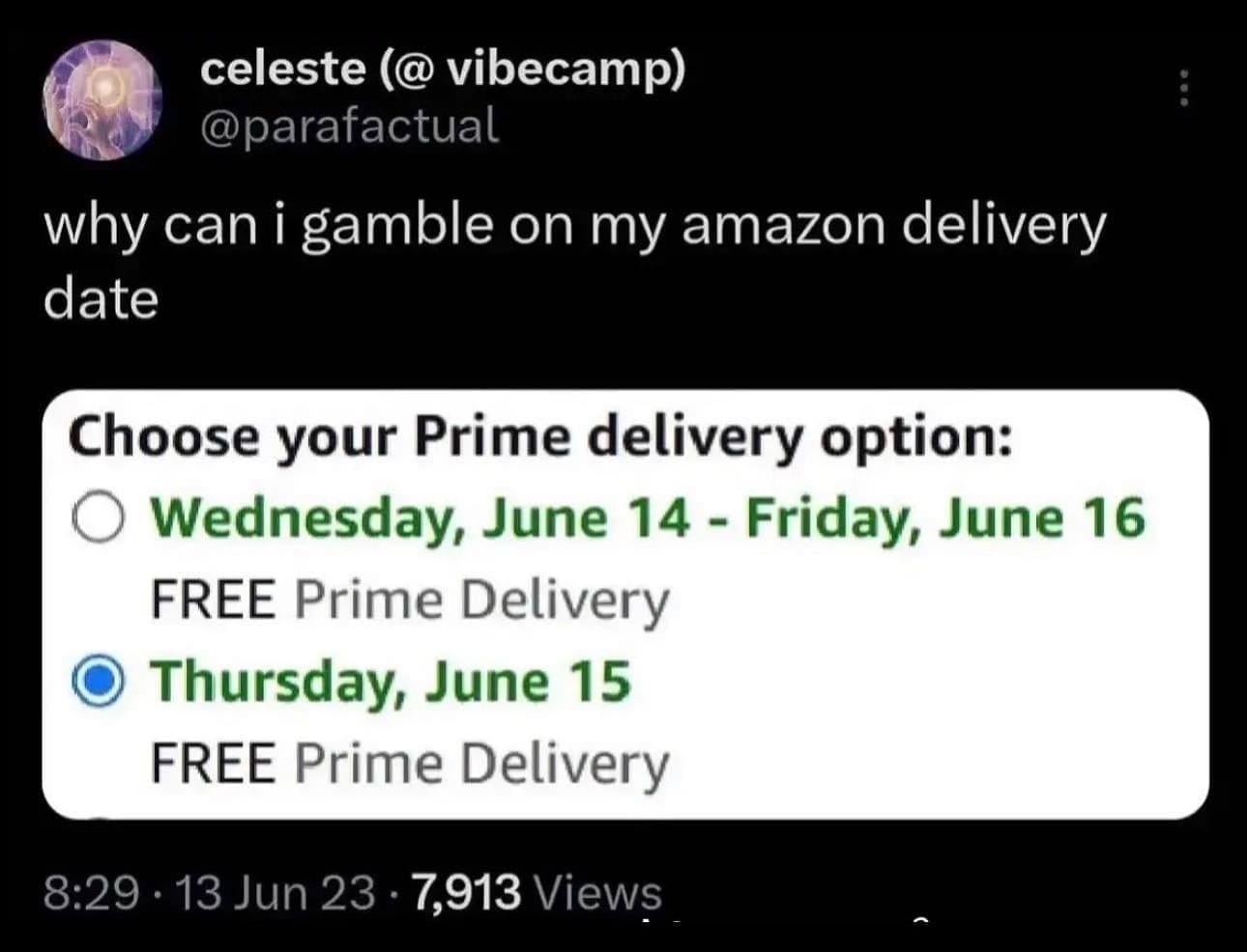 Funny memes why can i gamble on my amazon delivery date