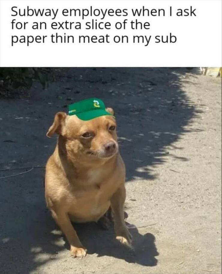 funny memes Subway employees when I ask for an extra slice of the paper thin meat on my sub
