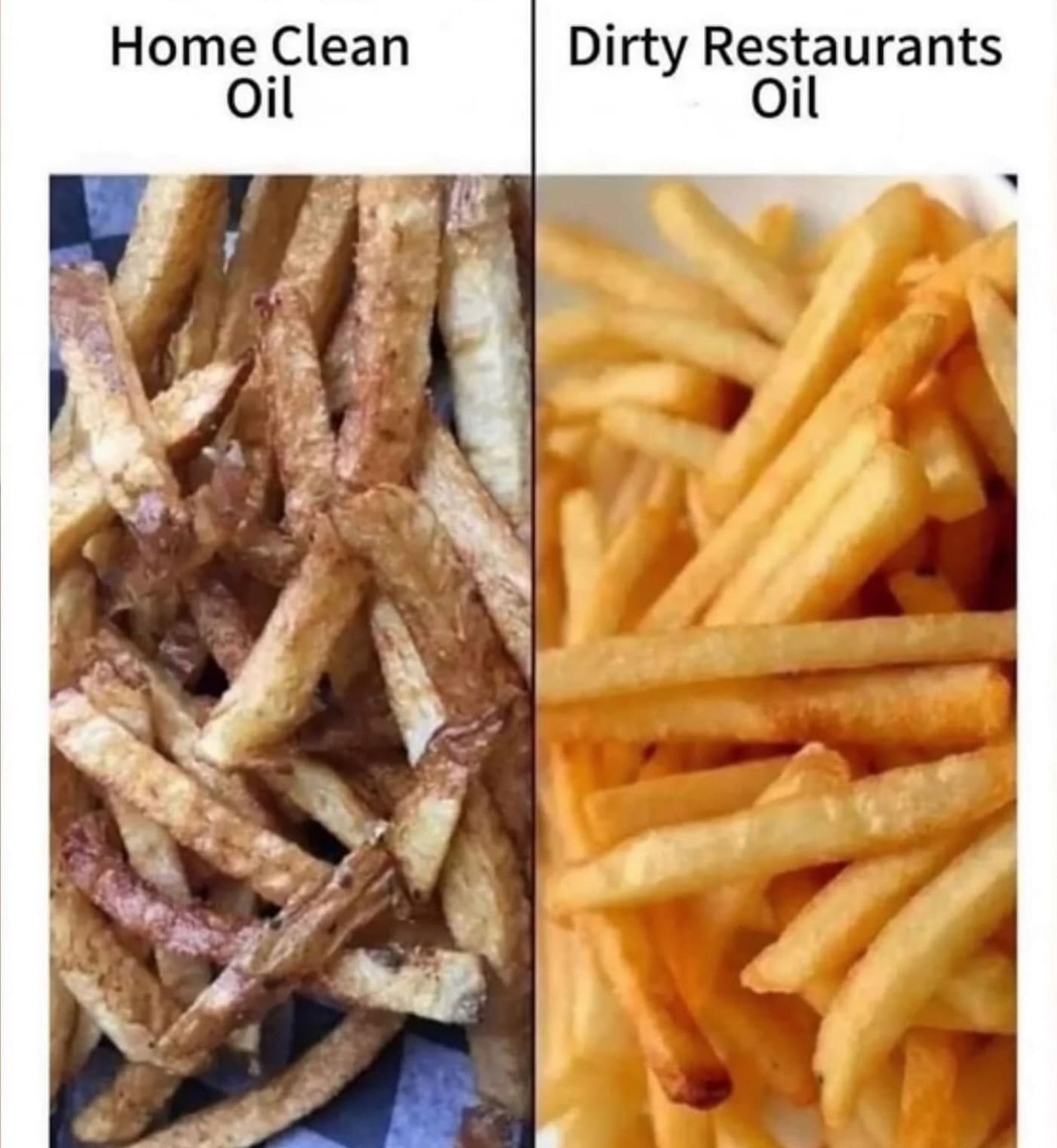 funny memes Home Clean Oil Dirty Restaurants Oil French fries