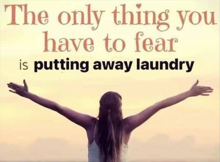 funny pics The only thing you have to fear is putting away laundry