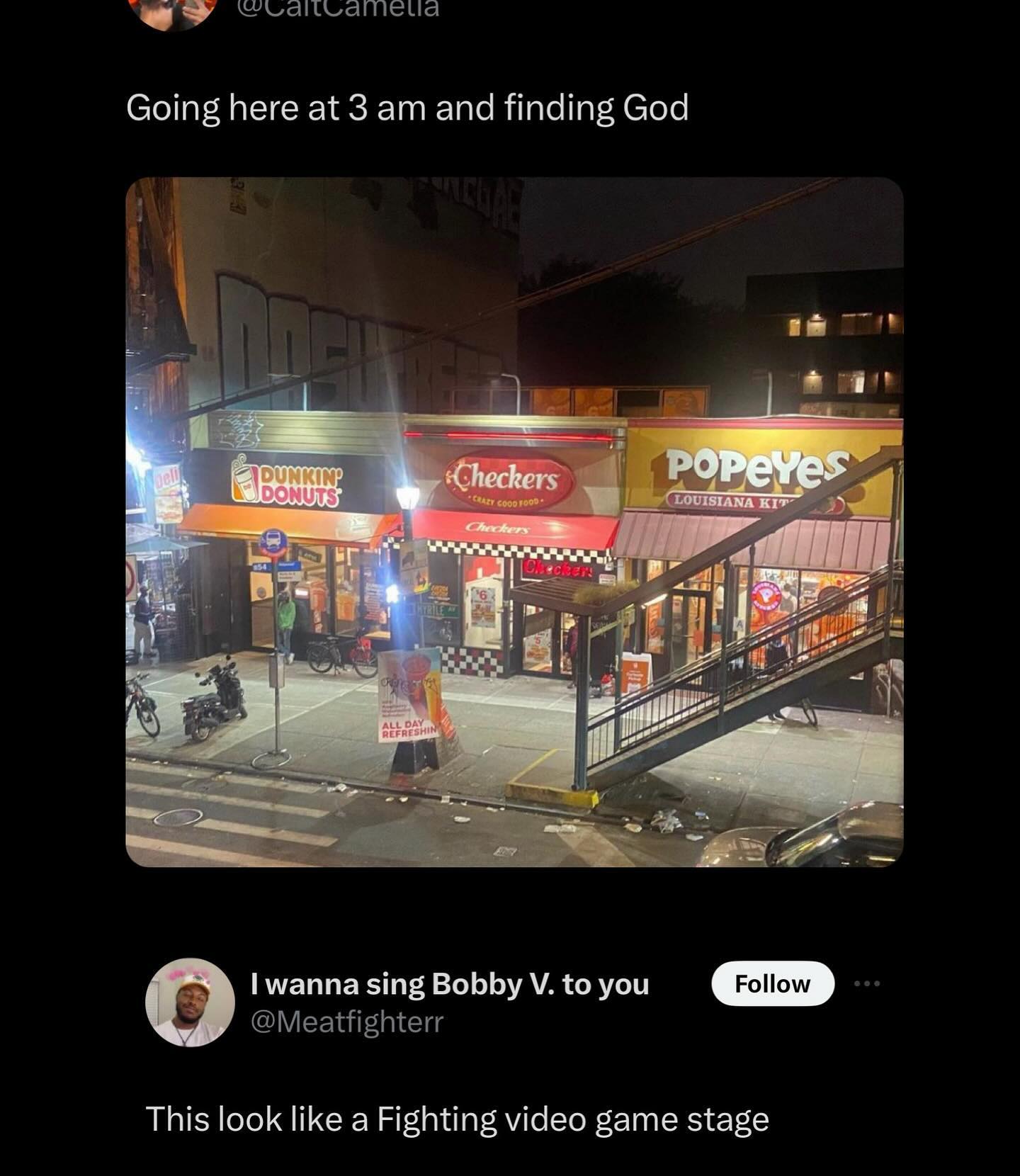 funny memes Going here at 3 am and finding God. This look like a Fighting video game stage