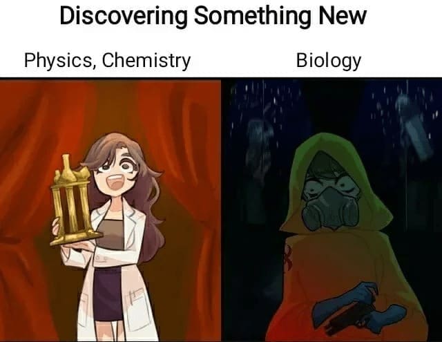 Science memes Discovering Something New Physics, Chemistry Biology