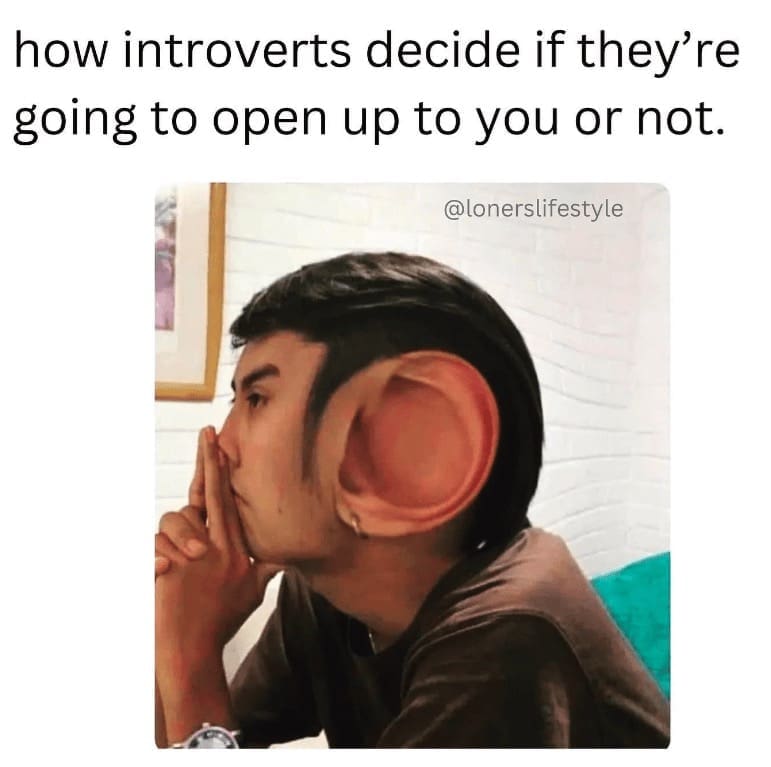 Introvert Dating Memes how introverts decide if they're going to open up to you or not.
