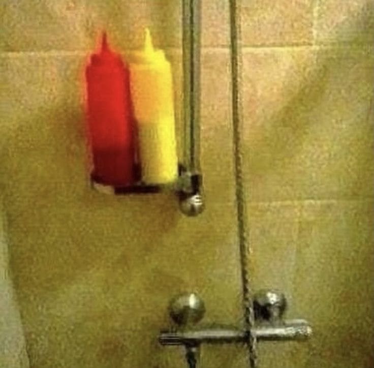 Messed up foods ketchup and mustard shower