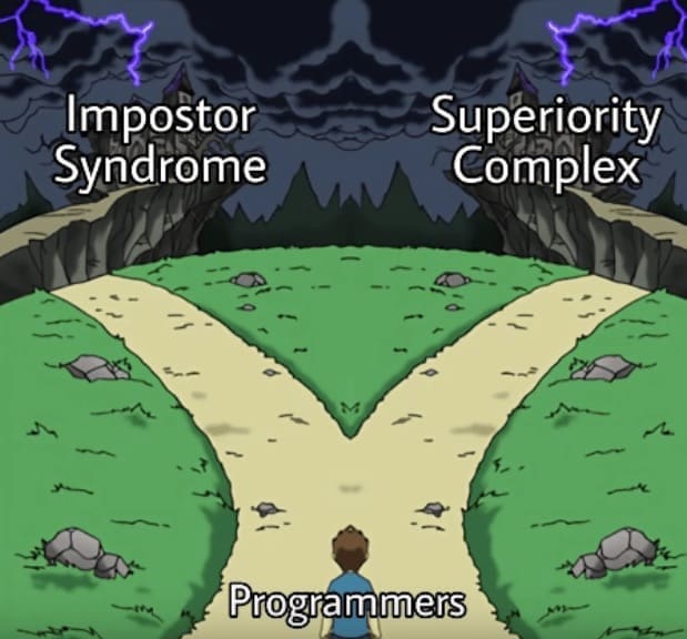 programming memes Impostor Syndrome Superiority Complex Programmers