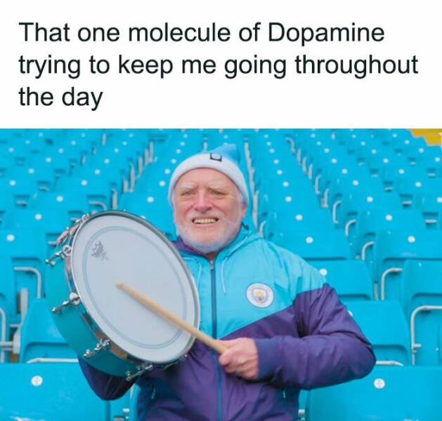 Anxiety memes That one molecule of Dopamine trying to keep me going throughout the day