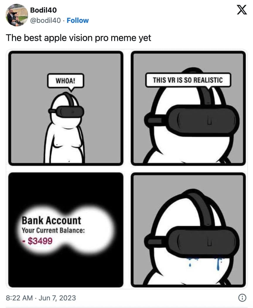 apple vision pro memes, apple vision pro, VR goggles, AI goggles