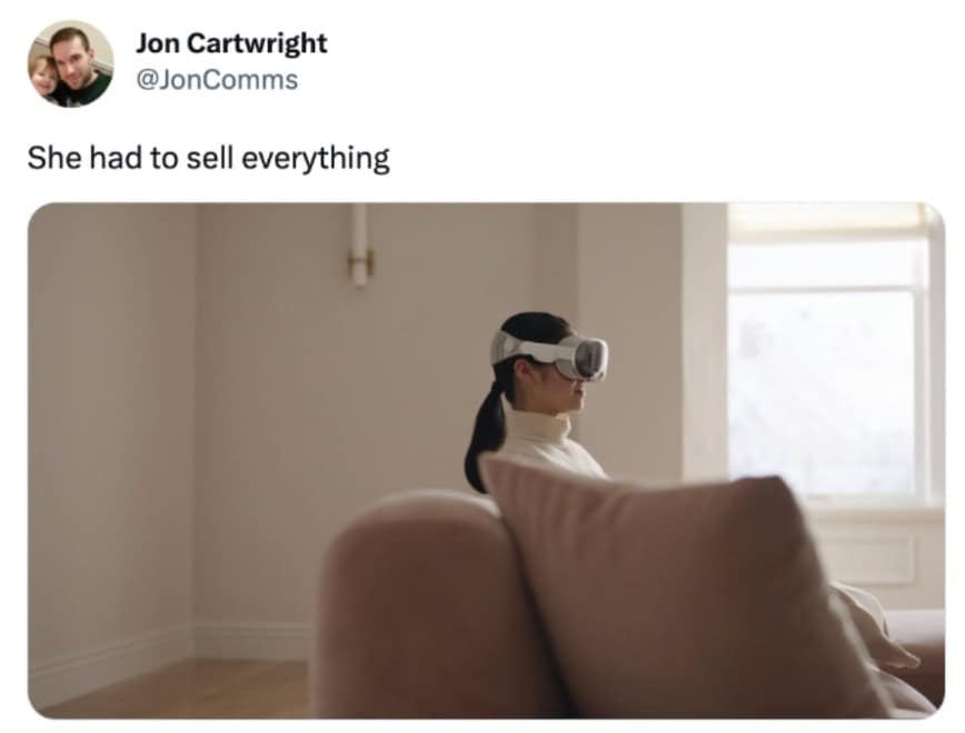 apple vision pro memes, apple vision pro, VR goggles, AI goggles