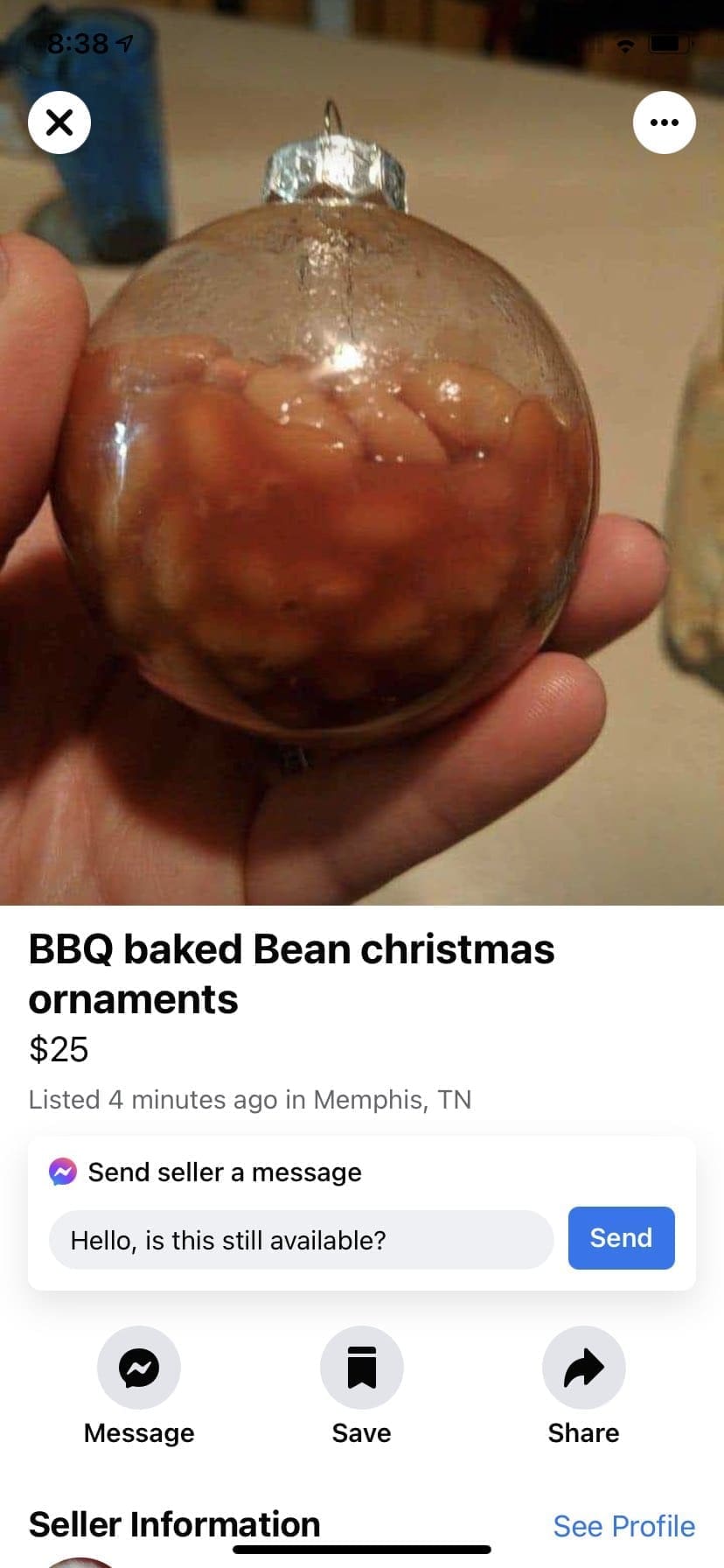 Funniest Facebook Posts BBQ baked Bean christmas ornaments