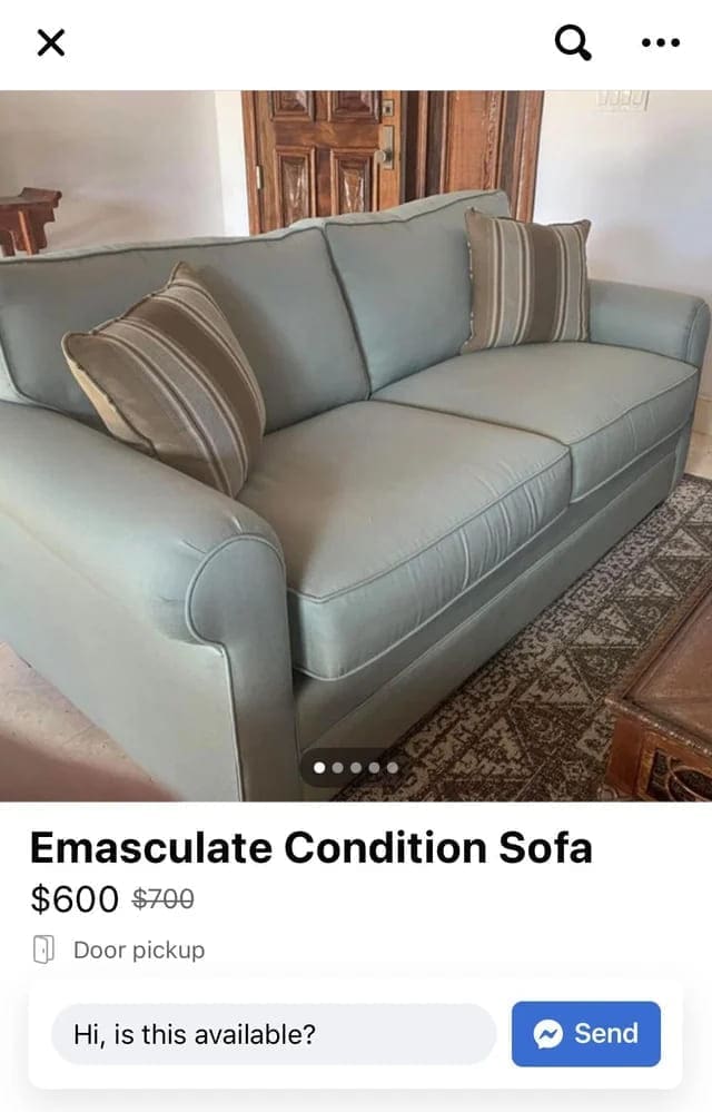 Funniest Facebook Posts Emasculate Condition Sofa