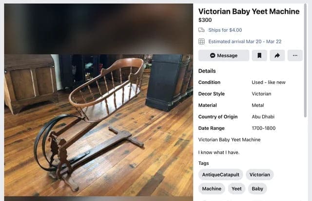 Funniest Facebook Posts Victorian Baby Yeet Machine