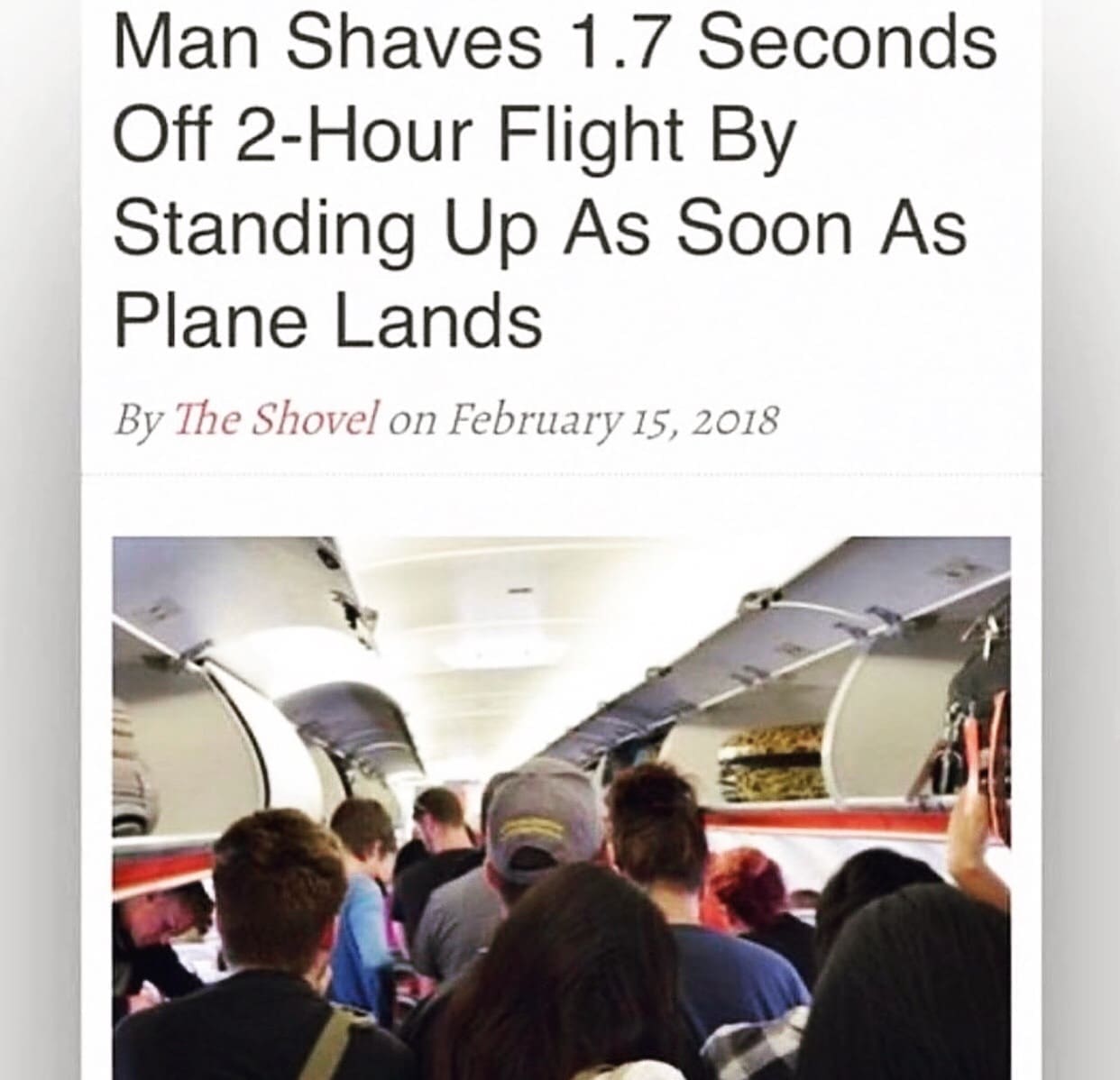 Man Shaves 1.7 Seconds Off 2-Hour Flight By Standing Up As Soon As Plane Lands