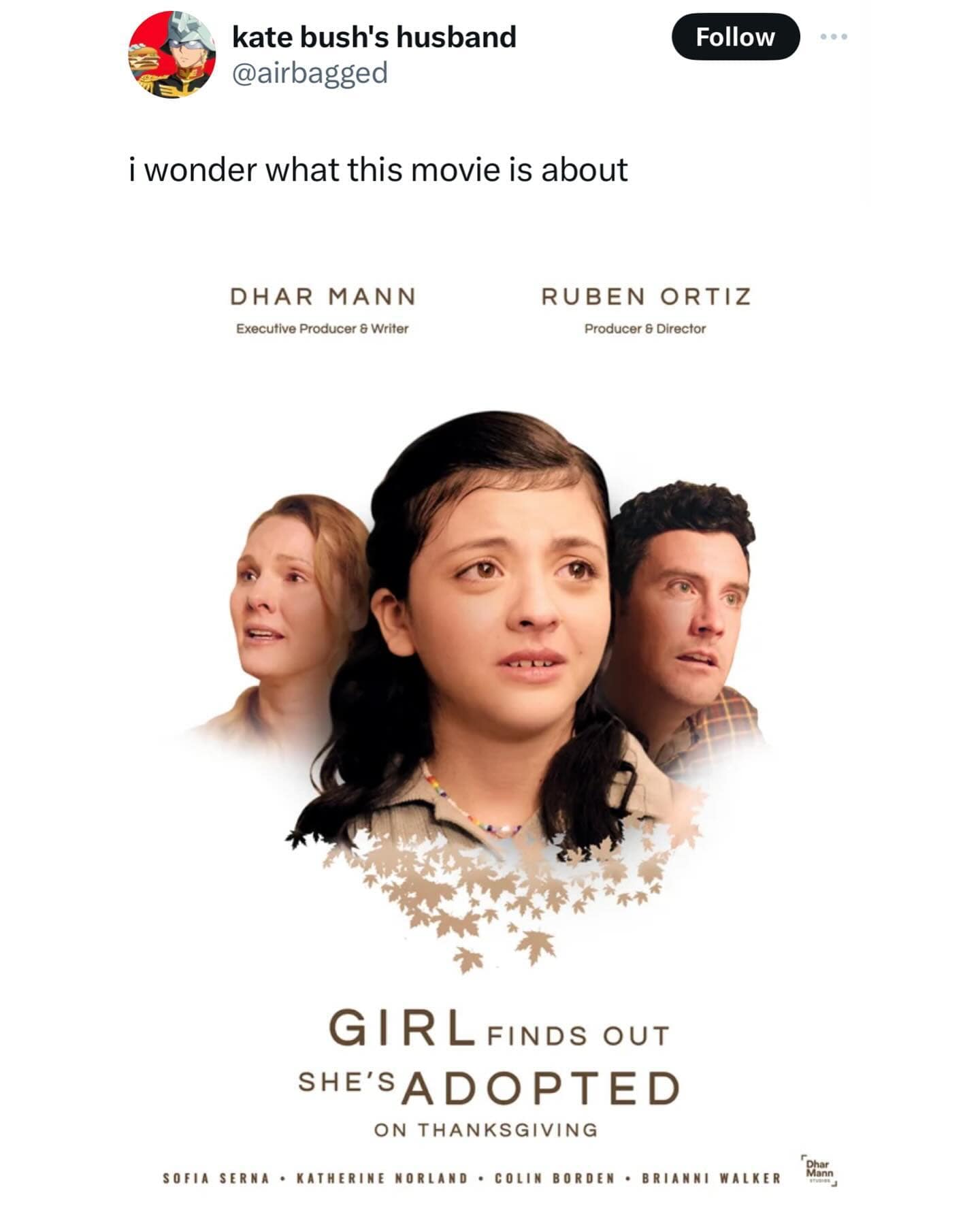 GIRL FINDS OUT SHE'SADOPTED ON THANKSGIVING