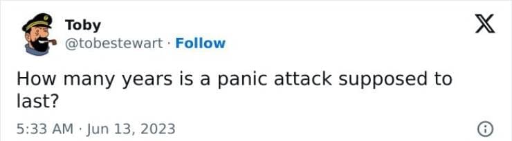 How many years is a panic attack supposed to last?