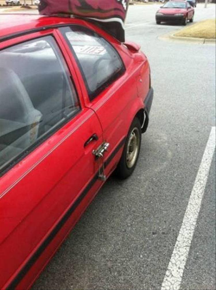 Redneck Engineering door lock on car door