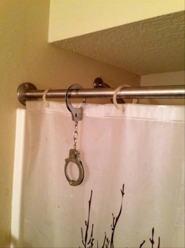 Redneck Engineering handcuff shower curtains