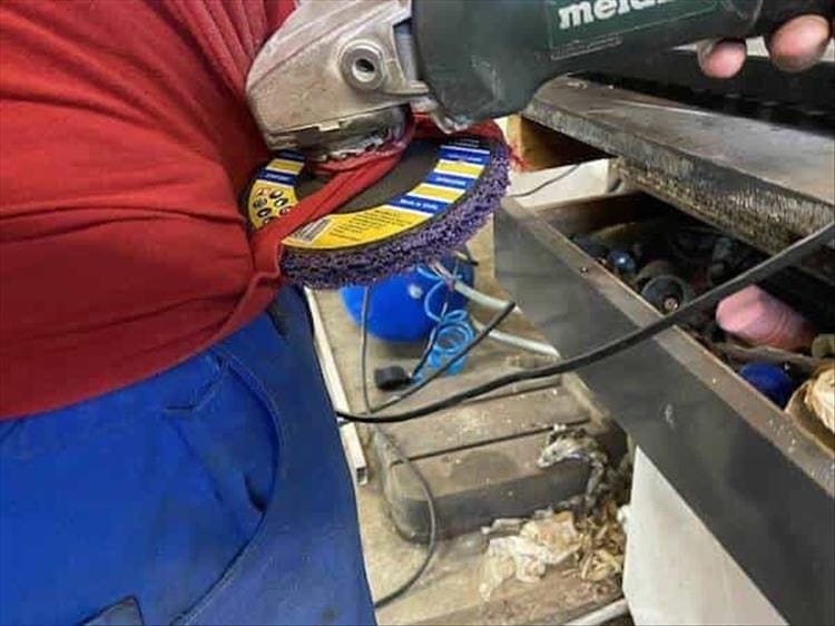 angle grinder stuck in clothes