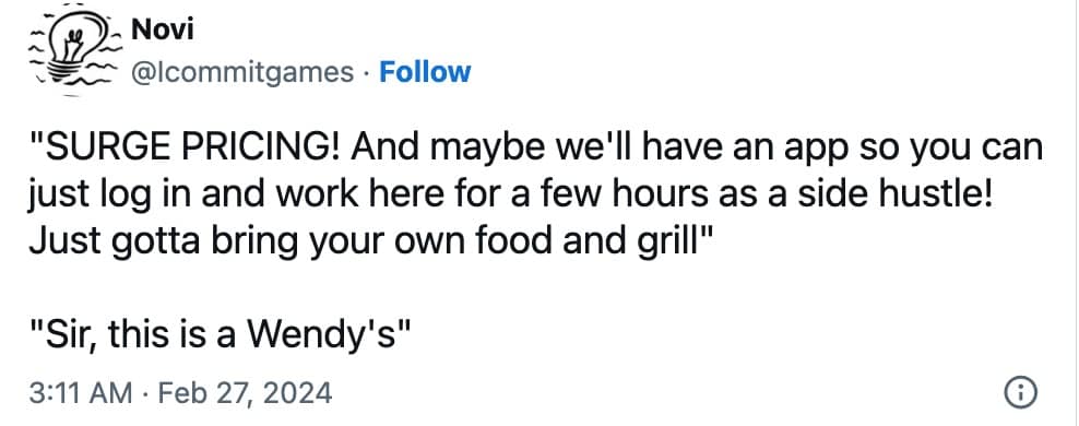 Wendy's surge pricing memes, wendy's surge pricing, wendy's memes, wendy's tweets