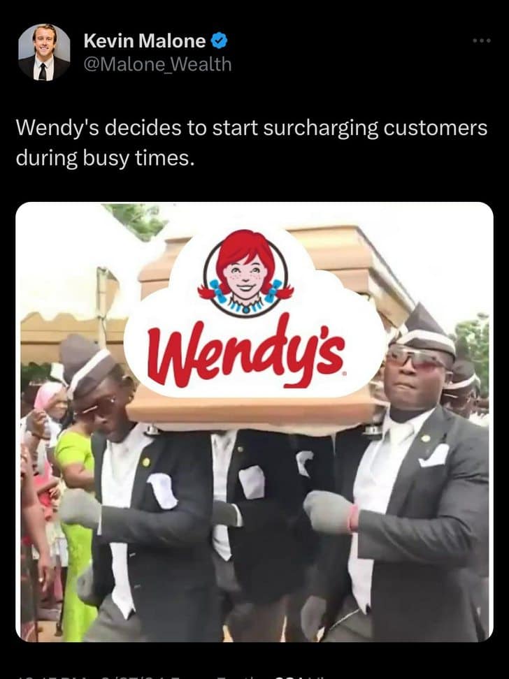 Wendy's surge pricing memes, wendy's surge pricing, wendy's memes, wendy's tweets