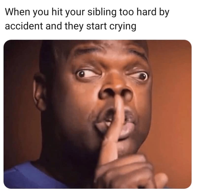 When you hit your sibling too hard by accident and they start crying