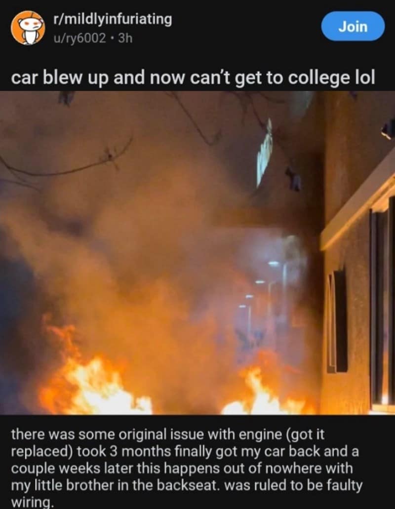 car blew up and now can't get to college lol