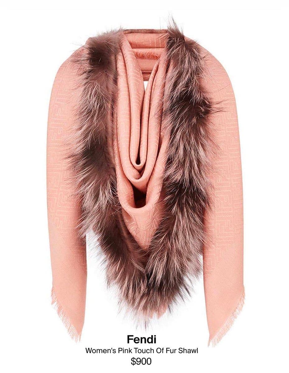 Fendi Women's Pink Touch Of Fur Shawl