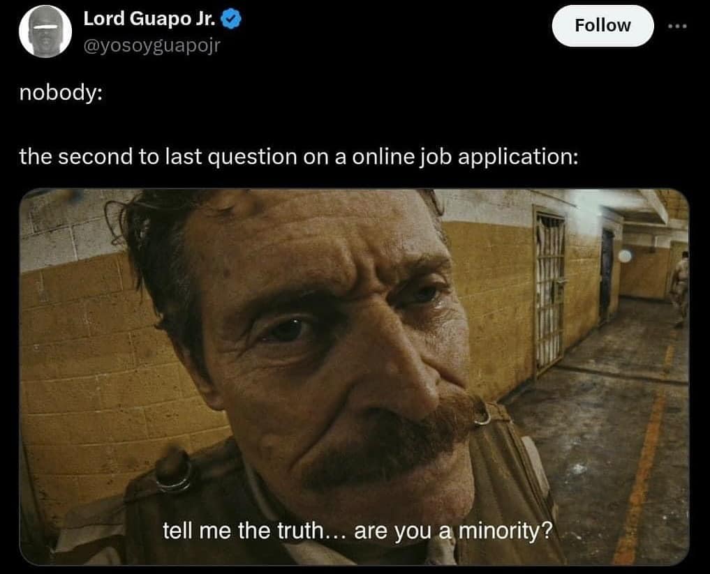 nobody: the second to last question on a online job application: