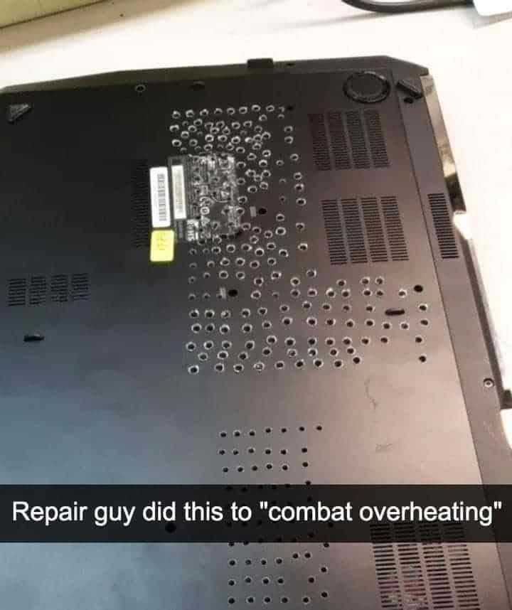 Repair guy did this to "combat overheating"