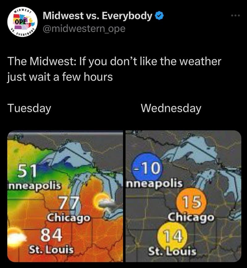 The Midwest: If you don't like the weather just wait a few hours Tuesday Wednesday